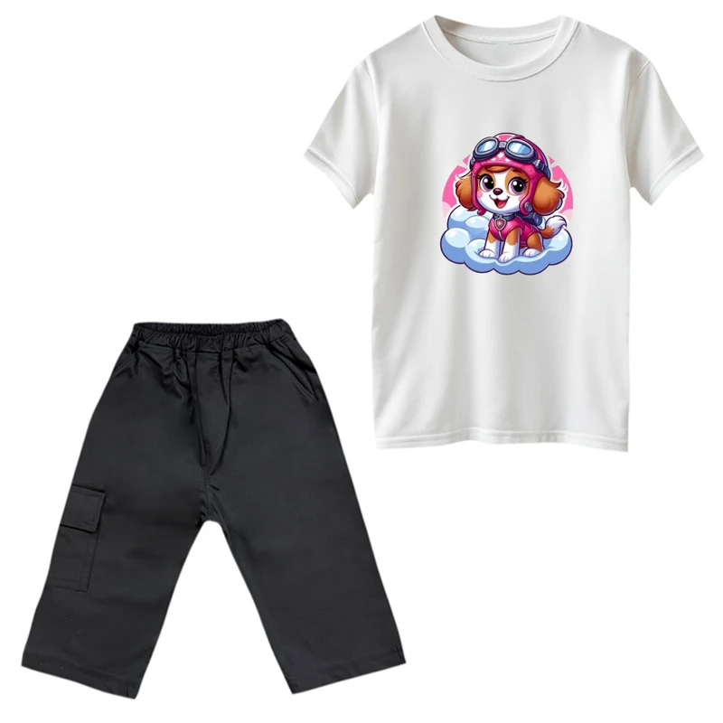 ست تی‌شرت و شلوارک پسرانه مدل سگ نگهبان کد 3