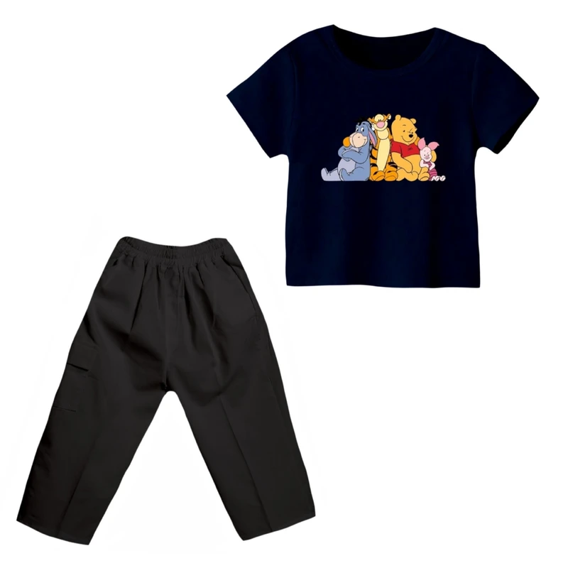 ست تی شرت و شلوارک پسرانه مدل پو کد 23