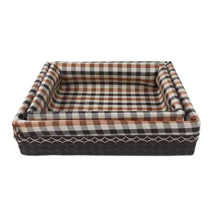 سبد نان و سبزی مدل چوب و چرم کد R1099C مجموعه 2 عددی