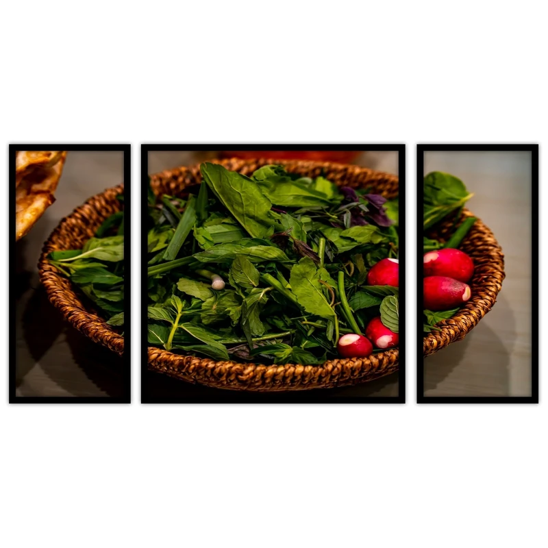 تابلو بکلیت طرح دکوراتیو سبزیجات مدل B-bu3448 مجموعه 3 عددی