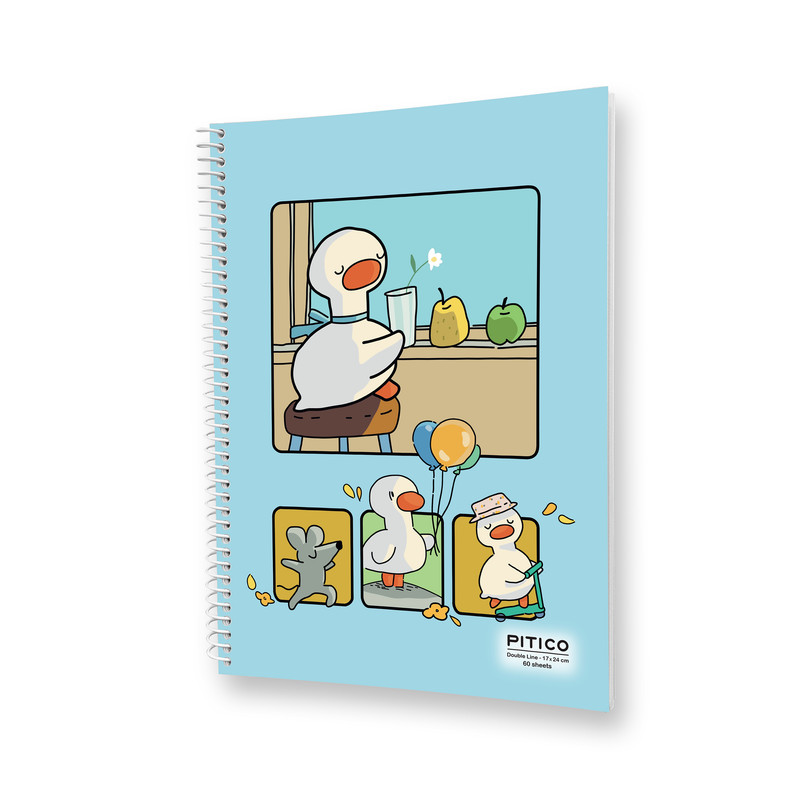 دفتر زبان 60 برگ پیتیکو مدل مجلد طرح اردک کیوت کد 387