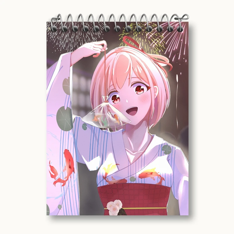 دفتر یادداشت 50 برگ خندالو مدل چیساتو انیمه لیکوریس ریکویل Lycoris Recoil کد 23024