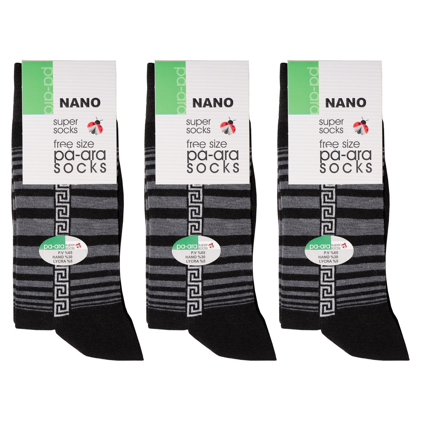 جوراب مردانه پاآرا مدل نانو 30 کد 1008 مجموعه 3 عددی -  - 1