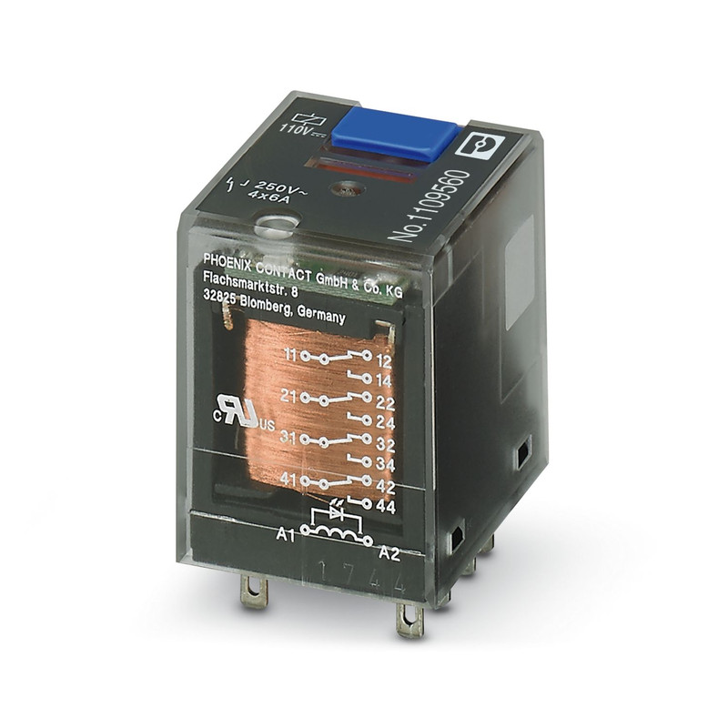 رله شیشه ای چهار کنتاکت فونیکس مدل REL-IR-BL/L-110DC/4X21