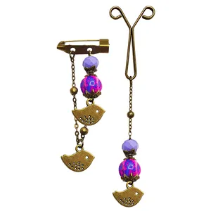 ست گیره روسری و سنجاق سینه زنانه مدل پرنده