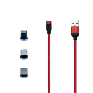 کابل تبدیل مغناطیسی USB به MicroUSB / USB-C / لایتنینگ کلومن مدل KD-M60 طول 1 متر