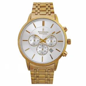 ساعت مچی عقربه‌ای مردانه رومانسون مدل بندفلزی سه موتور کرنوگراف ضدآب کد 0022 GN