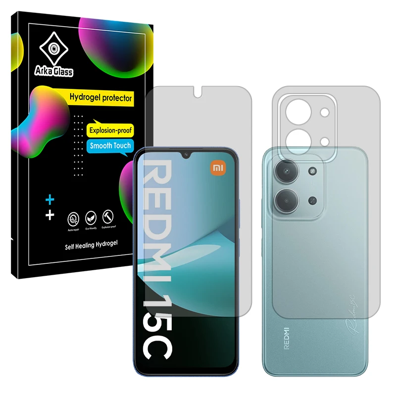 محافظ صفحه نمایش مات آرکا گلس مدل Tough مناسب برای گوشی موبایل شیائومی Redmi 15C به همراه محافظ پشت گوشی