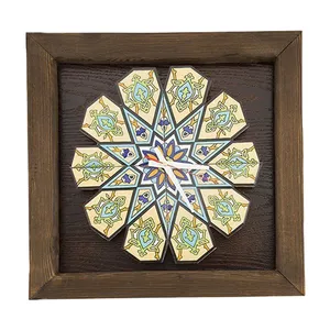 ساعت دیواری گالری نگارین طرح کاشی هفت رنگ کد80001