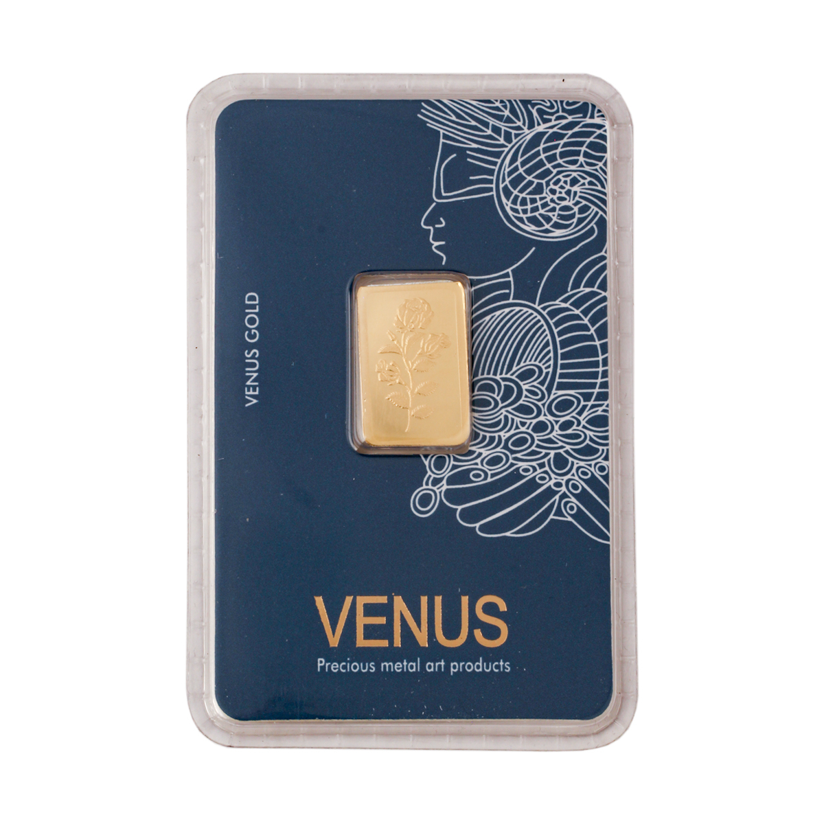 شمش طلا 18 عیار گالری تاج آبادی مدل ونوس طرح گل رز T-0.400