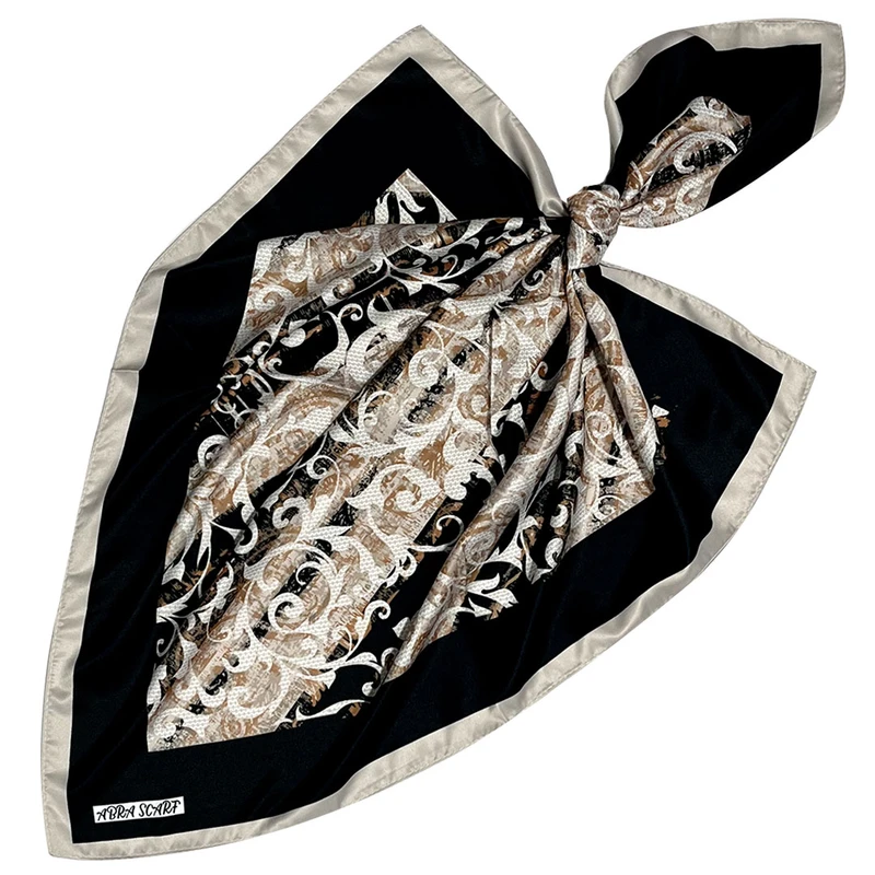 مینی اسکارف  زنانه مدل ابریشم توییل دور دوخت کد 355