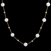 گردنبند طلا 18 عیار زنانه با زنجیر حلقه&zwnj;ای (فلامینگو) طلای مستجابی مدل مروارید کد 40