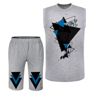 ست تاپ و شلوارک مردانه مدل انتزاعی کد N710