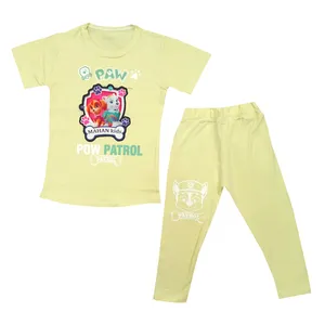 ست تی شرت آستین کوتاه  و شلوارک دخترانه مدل za-paw-50