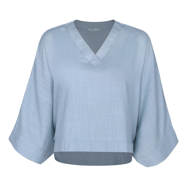 بلوز آستین سه ربع یقه هفت زنانه آر اِن اِس مدل 112723925400 رنگ فیروزهای