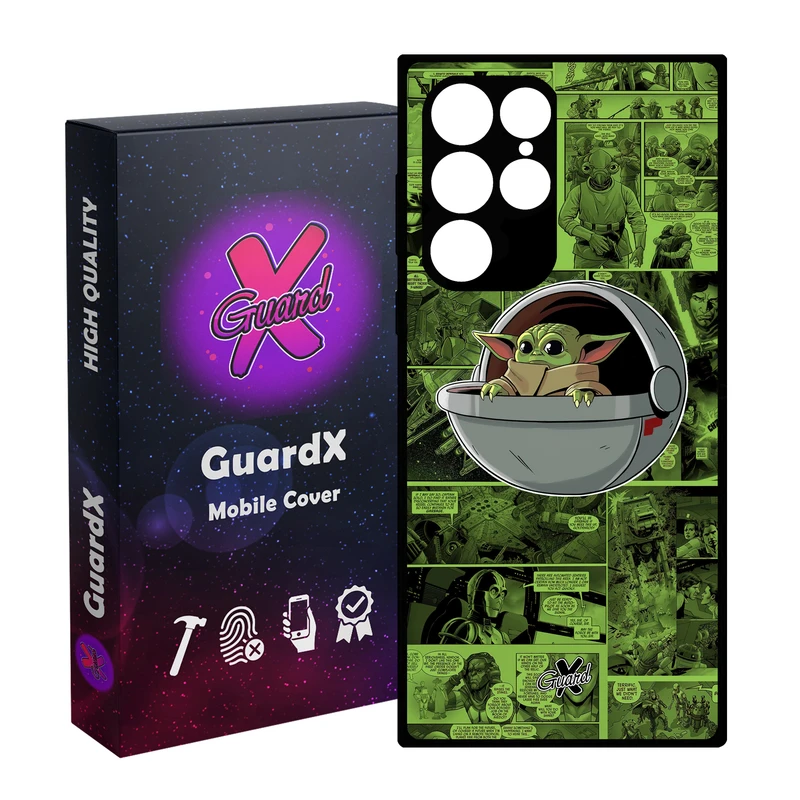 کاور گارد ایکس طرح Baby Yoda مدل Glass10477 مناسب برای گوشی موبایل سامسونگ Galaxy S23 Ultra