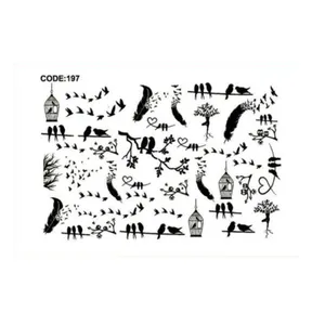 برچسب لنز ناخن طرح پرنده و قفس کد C-197