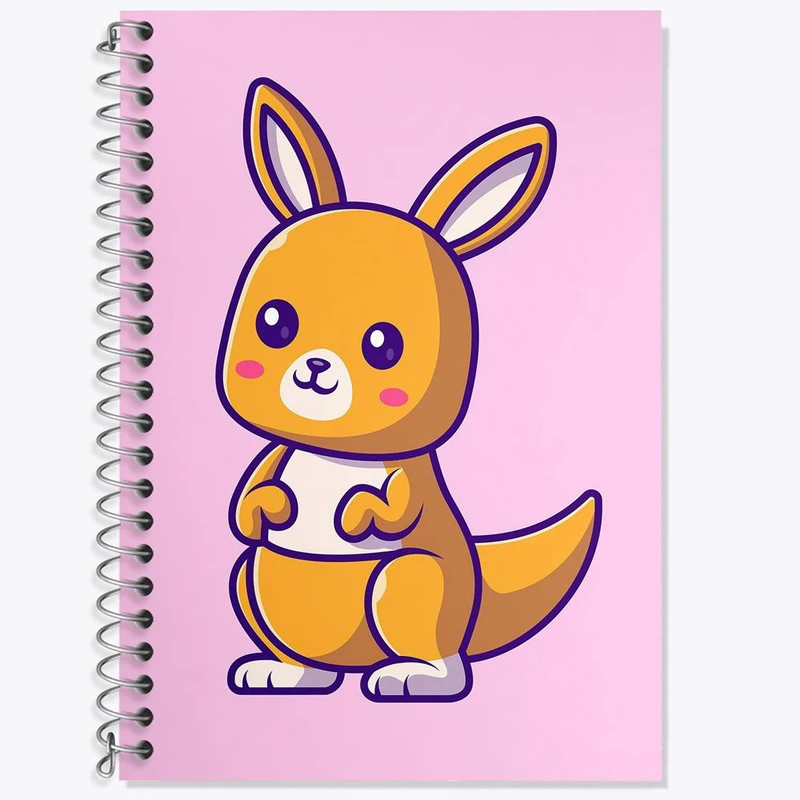 دفتر زبان 50 برگ خندالو مدل دو خط طرح حیوانات بامزه کانگورو کد 29699