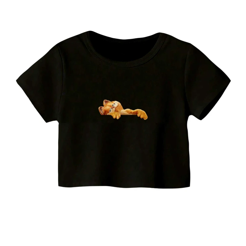 کراپ‌ تی‌شرت آستین کوتاه زنانه مدل گارفیلد