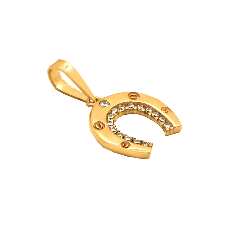 آویز گردنبند طلا 18 عیار زنانه الی گالری مدل نعل نیمه نگینی آویز گردنبند طلا 18 عیار زنانه الی گالری مدل نعل نیمه نگینی