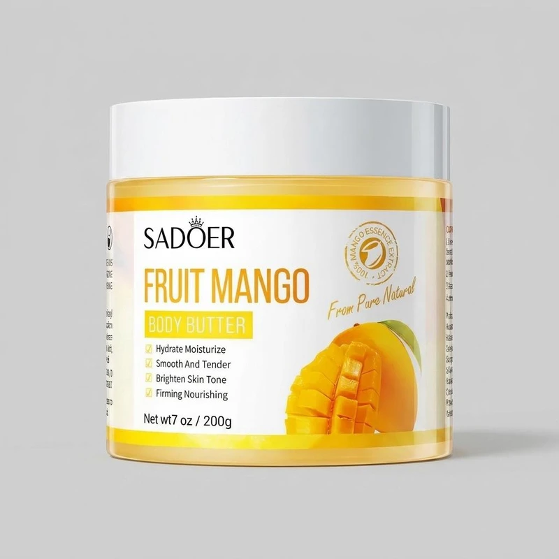 کره بدن سادور مدل Mango وزن 205 میلی‌لیتر مرطوب‌کننده سبک با خواص آنتی‌اکسیدانی و ضدالتهابی، مناسب انواع پوست، ترمیم‌کننده و ضد خشکی پوست، دارای اسیدهای چرب اشباع شده و ترکیبات تری‌ترپن