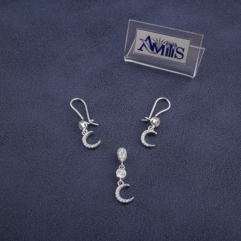 نیم ست نقره زنانه آمیتیس مدل هلال ماه کد AMT-N218 نیم ست نقره زنانه آمیتیس مدل هلال ماه کد AMT-N218