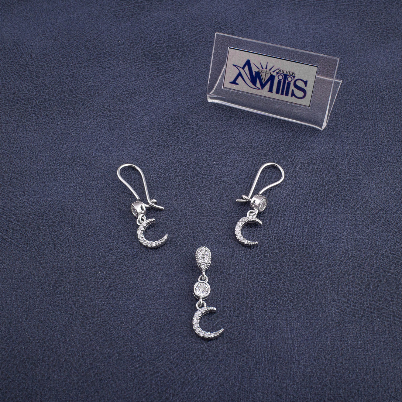 نیم ست نقره زنانه مدل هلال ماه کد AVN-N2218 نیم ست نقره زنانه مدل هلال ماه کد AVN-N2218