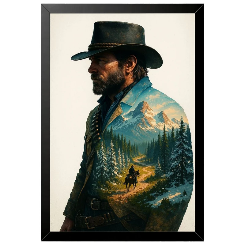 تابلو بکلیت طرح گیمینگ ردد red dead redemption 2 مدل B-po2198 فریم مشکی