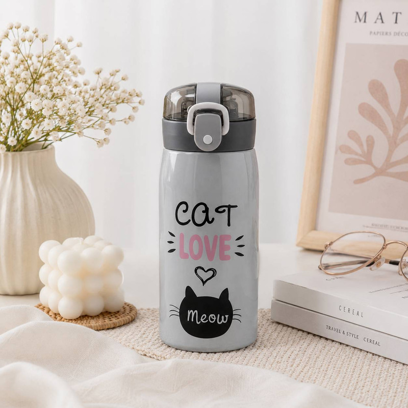 فلاسک کودک مدل گربه MEOW طرح CAT LOVE گنجایش 350 لیتر