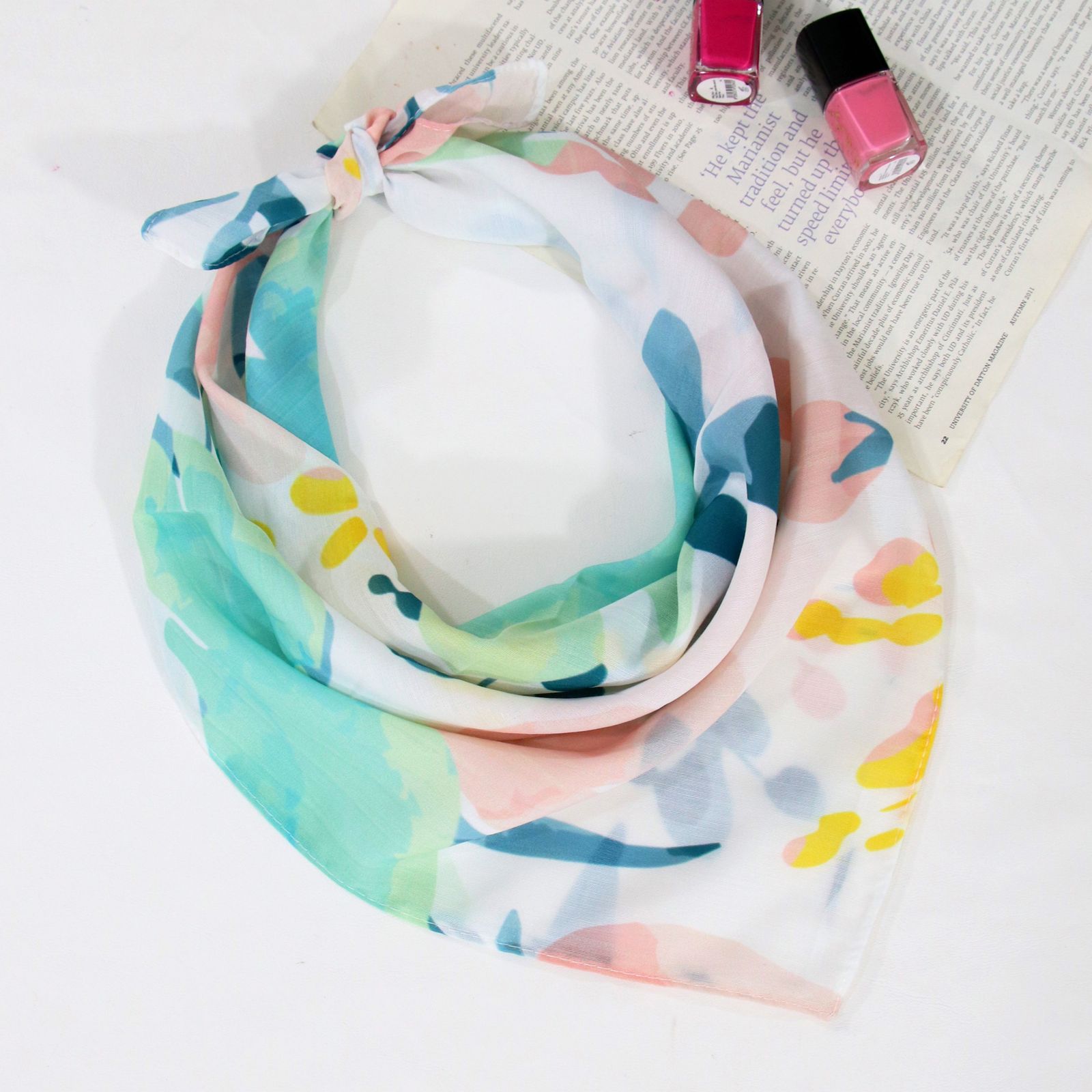 دستمال سر و گردن زنانه مدل مینی نخی گلدار کد a-2402 -  - 2