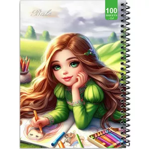 دفتر نقاشی 100 برگ بله طرح فانتزی دختر طراح کد A4-N99
