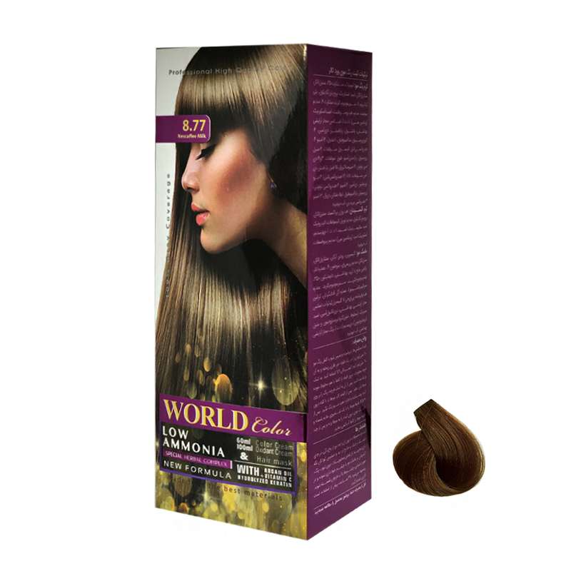 کیت رنگ مو ورد کالر شماره 8.77 حجم 60 میلی لیتر رنگ شیر نسکافه