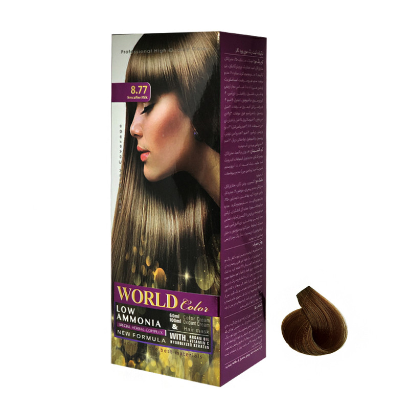 کیت رنگ مو ورد کالر شماره 8.77 حجم 60 میلی لیتر رنگ شیر نسکافه