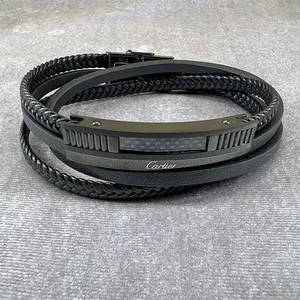 دستبند مردانه مدل چرم دور پیچ کد 79690