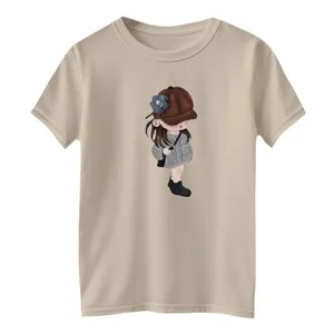 تی شرت آستین کوتاه بچگانه مدل دخترک کد 2 رنگ کرم