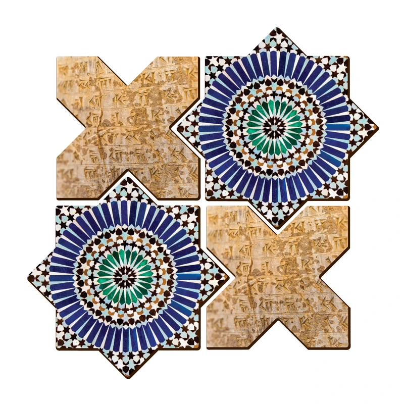 زیر لیوانی مدل شمسه و چلیپا مجموعه 4 عددی 