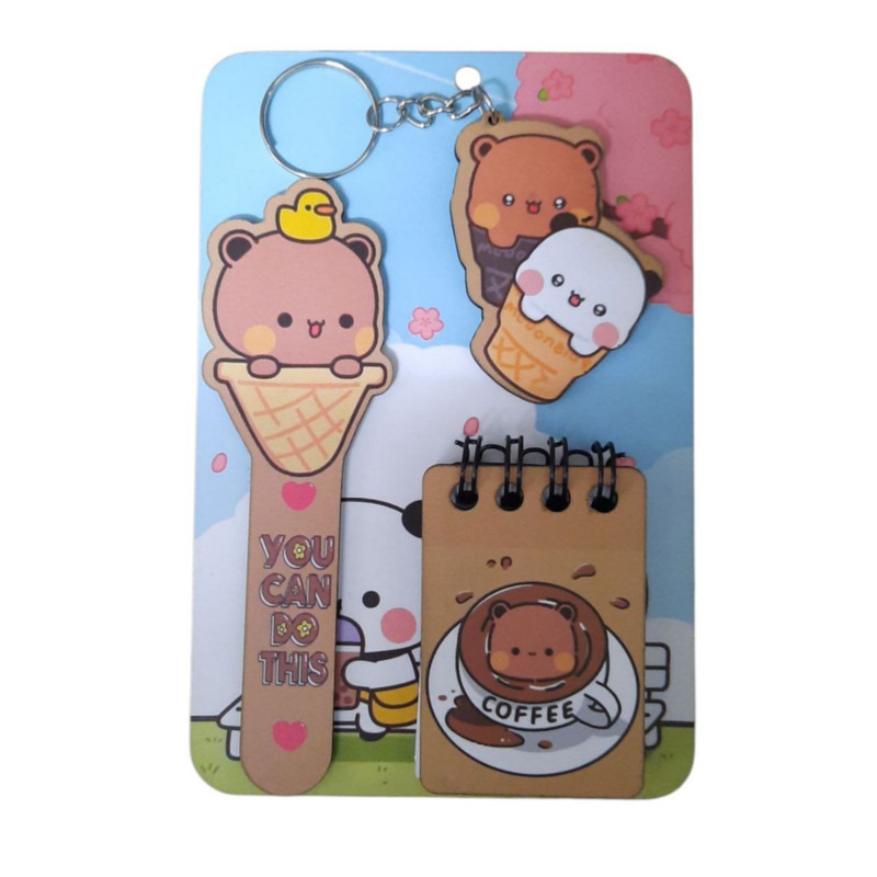 بسته لوازم تحریر مدل تدی و بستنی کد mn33 مجموعه 4 عددی