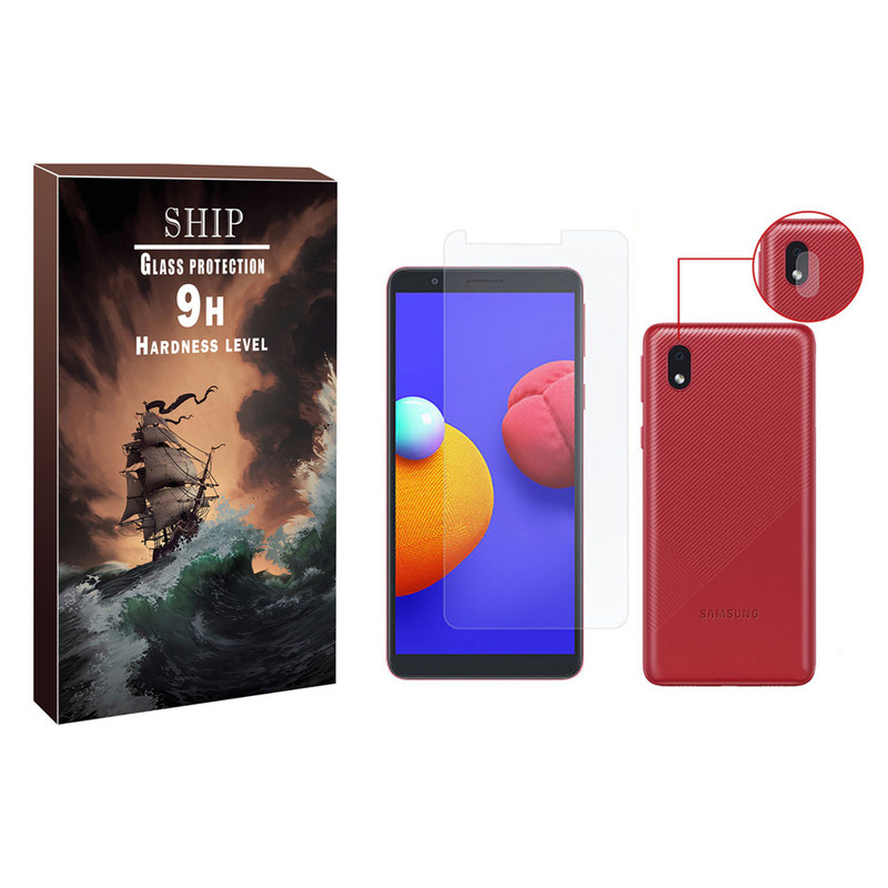 محافظ صفحه نمایش شیپ مدل SDHP-01 مناسب برای گوشی موبایل سامسونگ Galaxy A01 core به همراه محافظ لنز دوربین