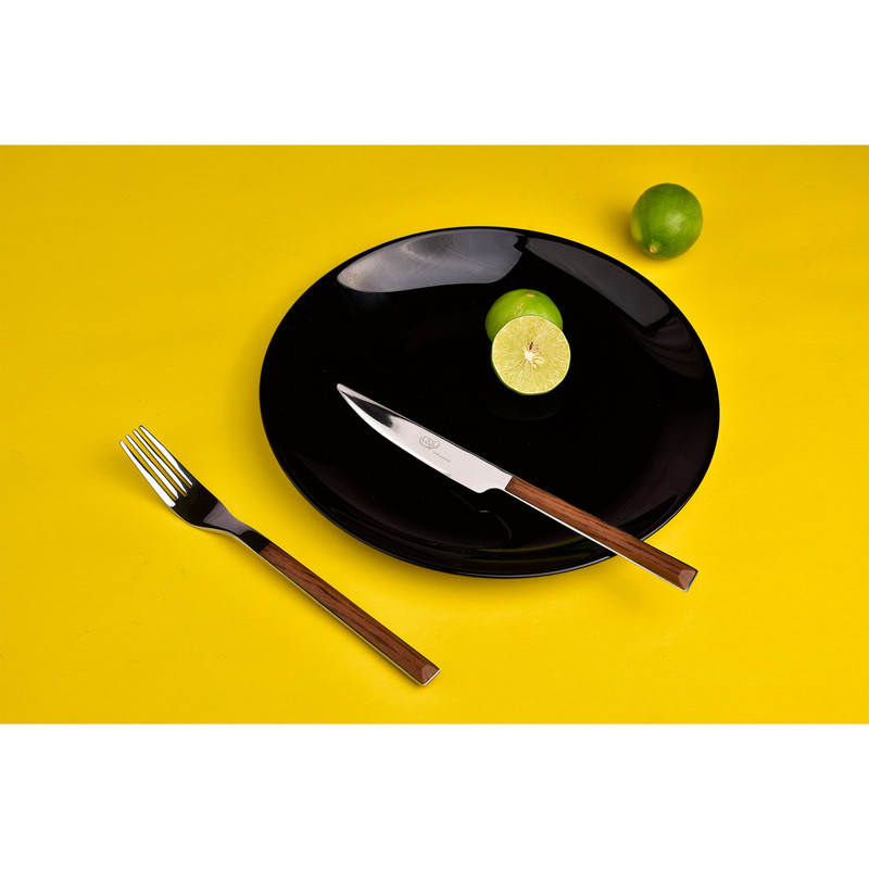 ست کارد و چنگال  12 پارچه سی اند اس طرح چوبی