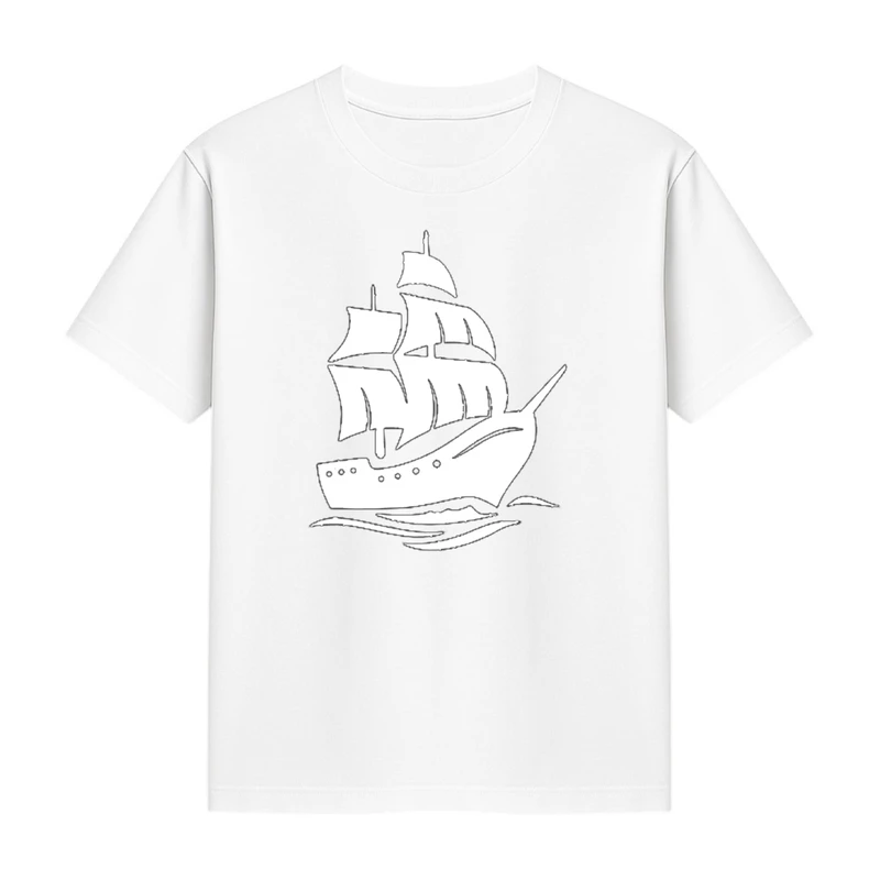 تی‌شرت آستین کوتاه دخترانه مدل کشتی  کد p1 