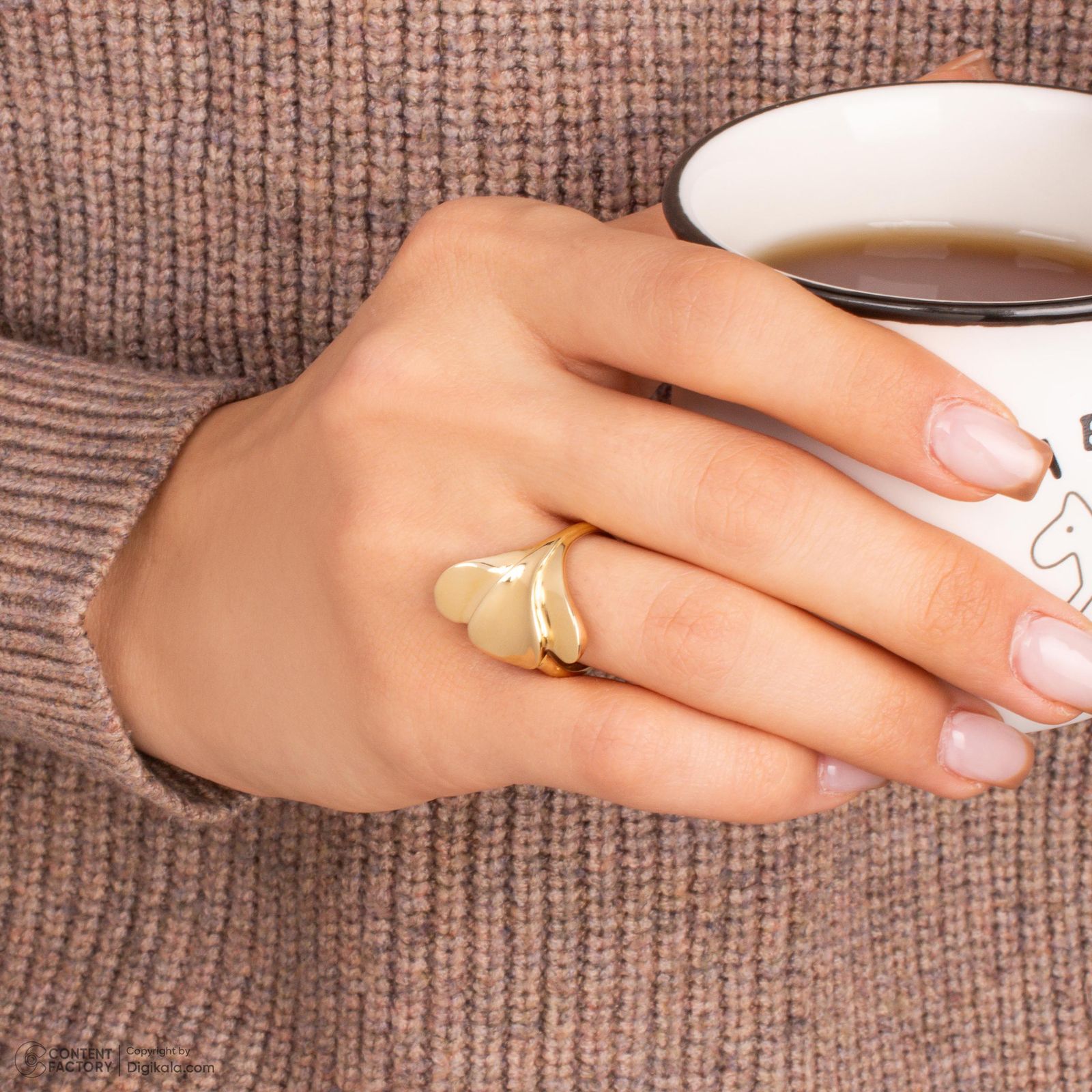 انگشتر طلا 18 عیار زنانه گلدم مدل R348003 سایز 54 -  - 2