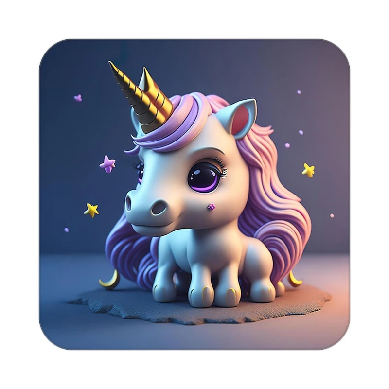 زیر لیوانی کاکتی طرح اسب تک شاخ و یونیکورن مدل mp33536