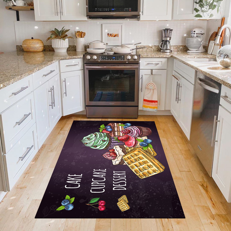 فرش پارچه ای طرح آشپزخانه مدل فانتزی کاپ کیک کد 6007