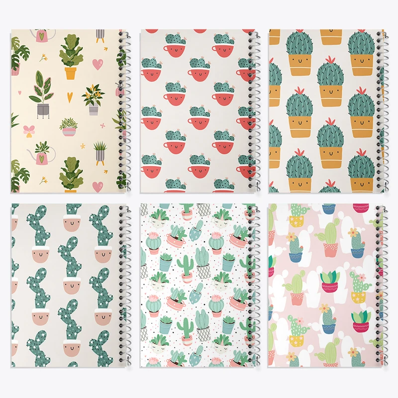 دفتر مشق 100 برگ خندالو طرح کاکتوس کد 161 مجموعه 6 عددی