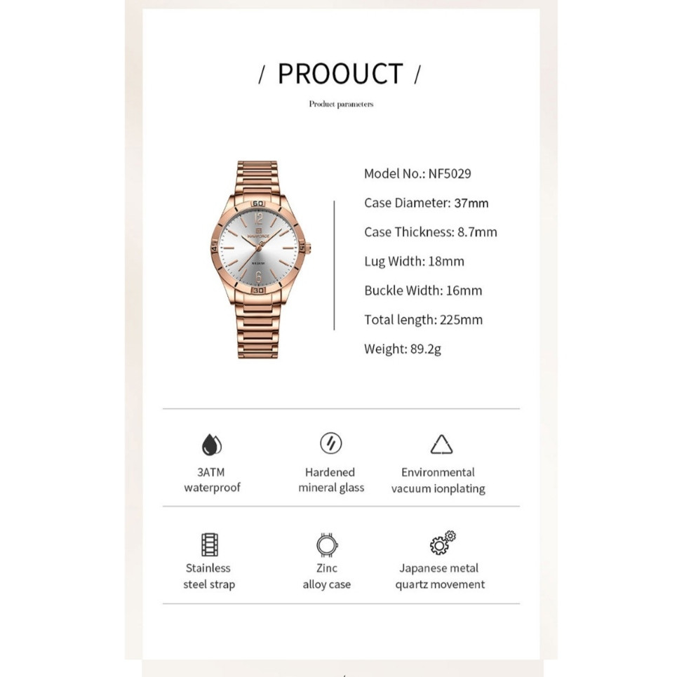 ساعت مچی عقربه ای زنانه نیوی فورس مدل NF5029