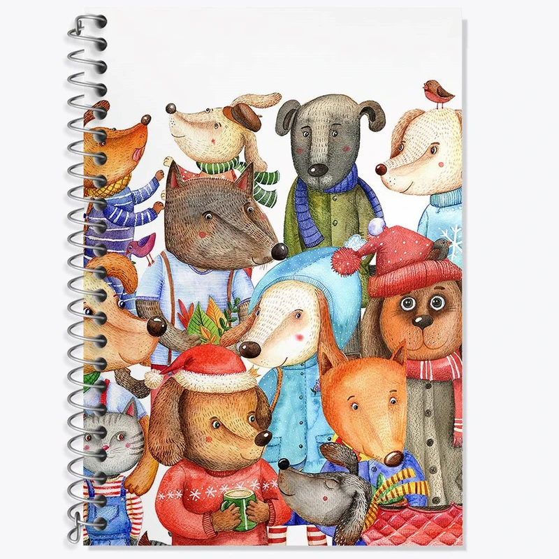 دفتر زبان 50 برگ خندالو مدل دو خط طرح حیوانات کد 5027