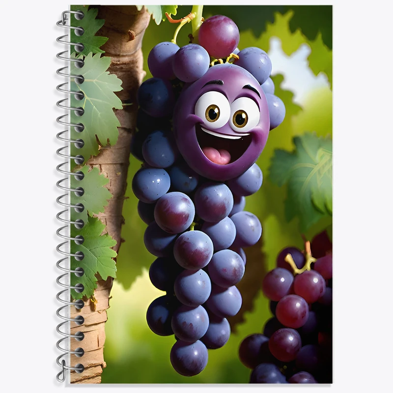 دفتر زبان 50 برگ خندالو مدل دو خط طرح انگور بامزه کد F7505