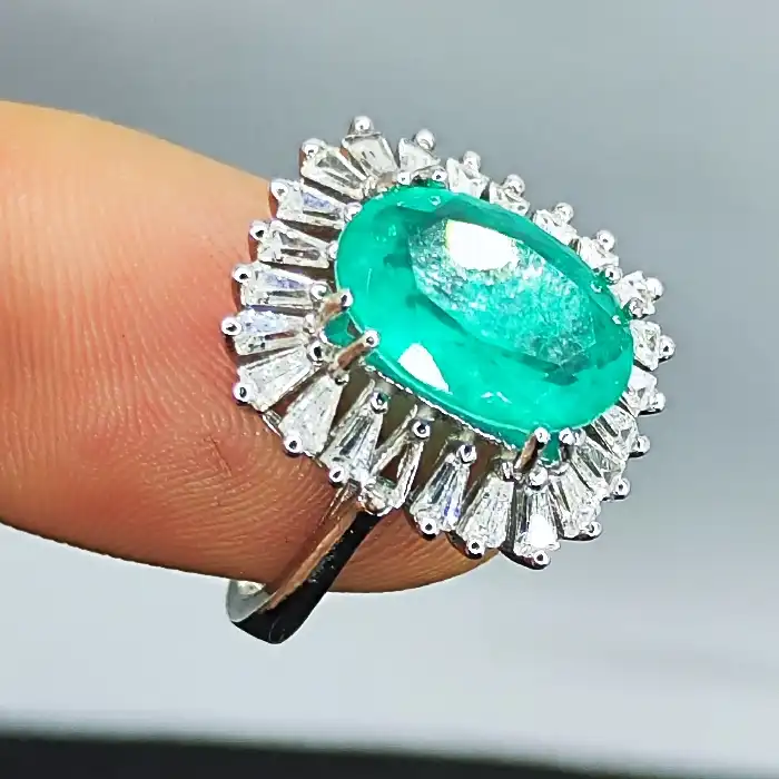 انگشتر نقره زنانه نقره جات بافندگان مدل تورمالین کد 58