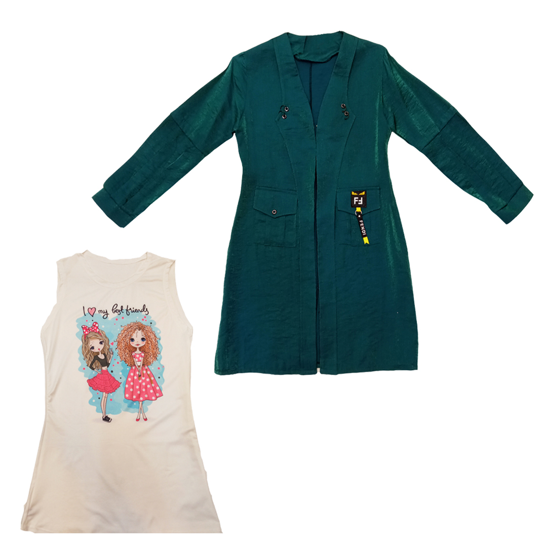 ست تاپ و مانتو دخترانه مدل 8307