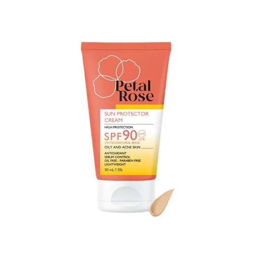 ضدآفتاب رنگی  بژ طبیعی  SPF90  پتال رز مدل High Protection مناسب پوست چرب حجم 50 میلی لیتر